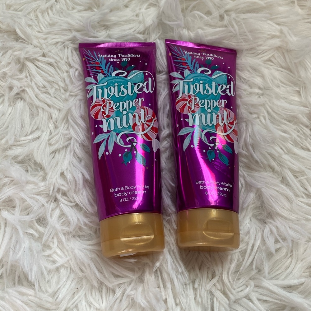 Two twisted peppermint body cream BBW